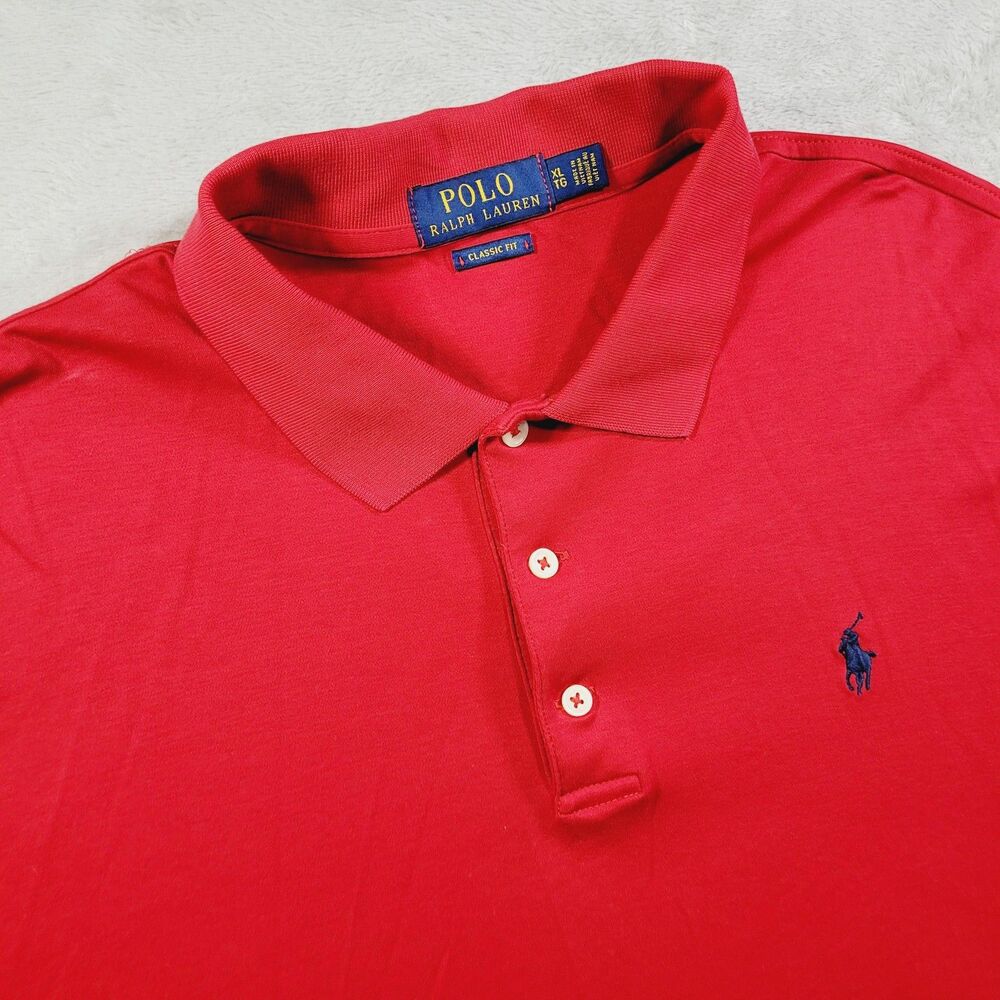 Polo Ralph Lauren Polo Shirt Mens XL Red Solid Short Sleeve Classic Fit Logo